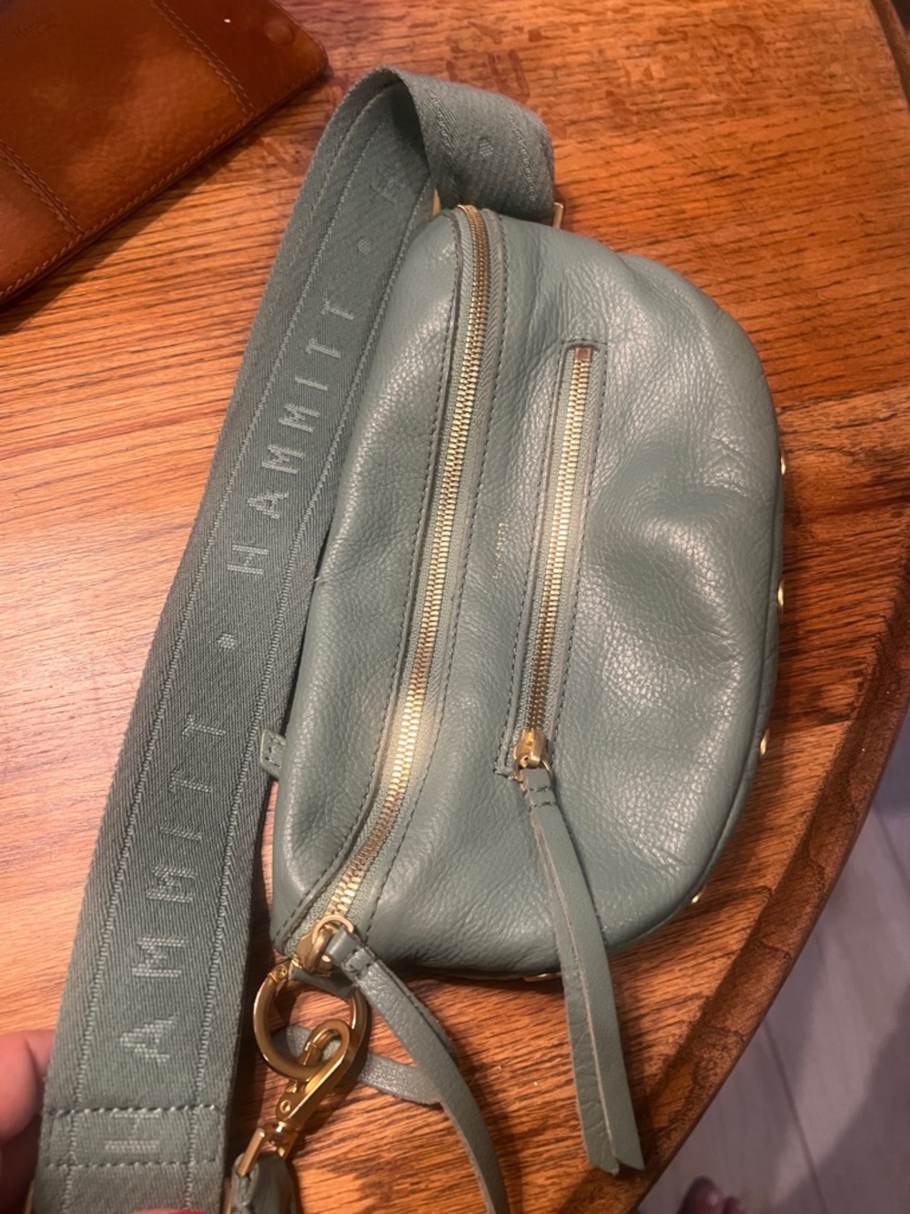 Hammitt Green Leather Crossbody Belt Bag with Gold Hardware - Picture 2 of 8